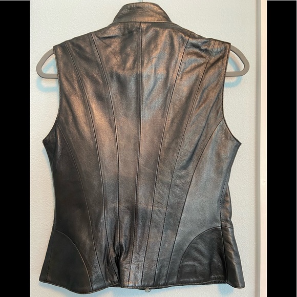 Like New Tadashi Pewter Genuine Leather Vest - Picture 2 of 9